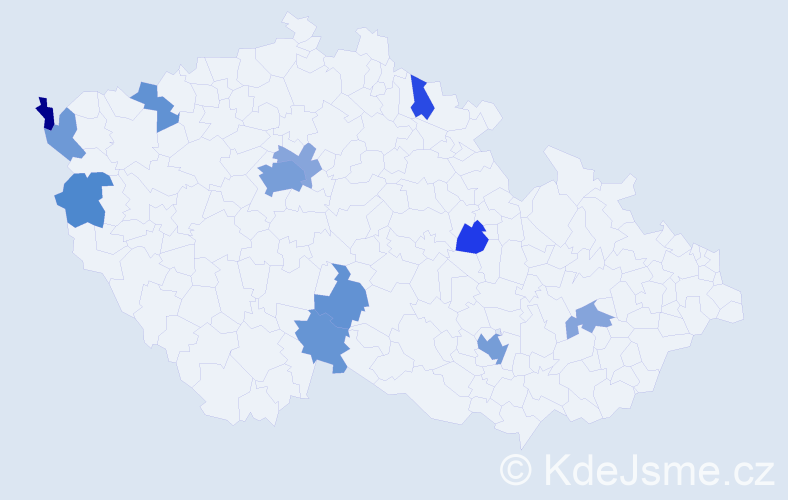 Jméno: 'May', počet výskytů 25 v celé ČR