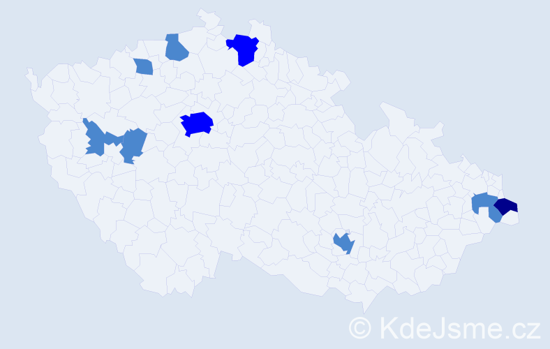 Jméno: 'Lilie', počet výskytů 13 v celé ČR