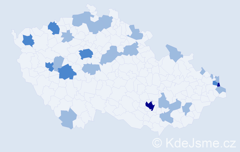 Jméno: 'Kornelia', počet výskytů 42 v celé ČR