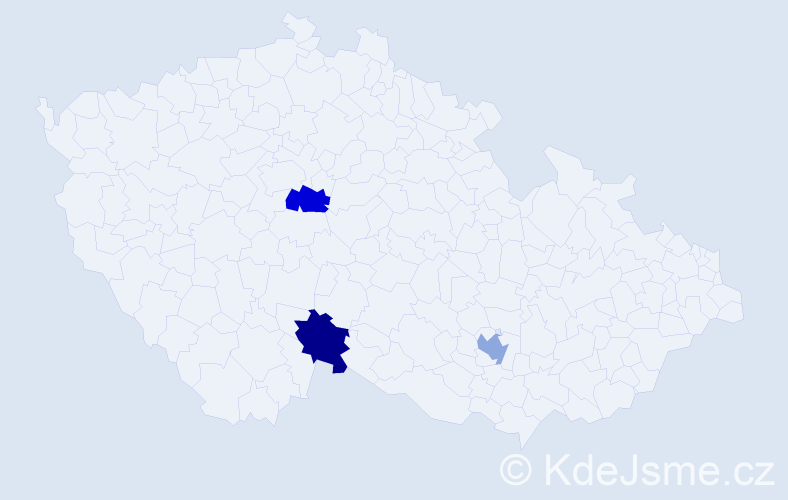 Jméno: 'Saba', počet výskytů 3 v celé ČR