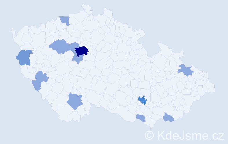 Jméno: 'Frederic', počet výskytů 20 v celé ČR