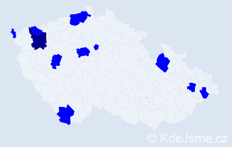 Jméno: 'Tien', počet výskytů 13 v celé ČR