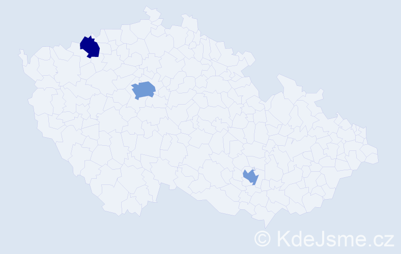 Jméno: 'Santi', počet výskytů 5 v celé ČR