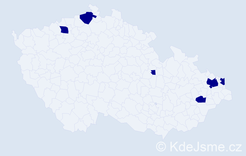 Jméno: 'Mikulaš', počet výskytů 6 v celé ČR