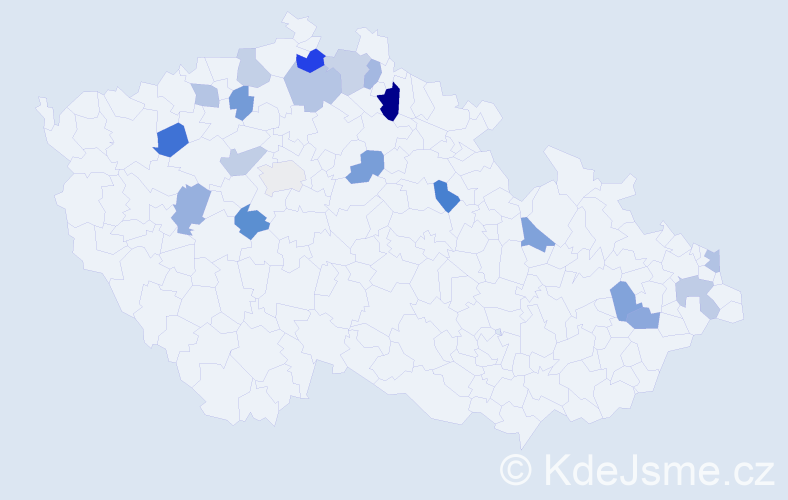Jméno: 'Kazimiera', počet výskytů 23 v celé ČR