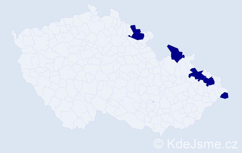 Jméno: 'Hedvíka', počet výskytů 5 v celé ČR
