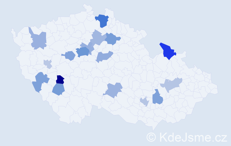 Jméno: 'Rodica', počet výskytů 38 v celé ČR