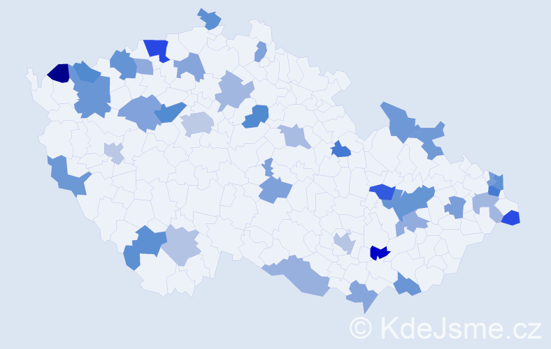 Jméno: 'Valentína', počet výskytů 54 v celé ČR