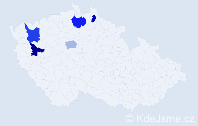 Jméno: 'Jeton', počet výskytů 6 v celé ČR