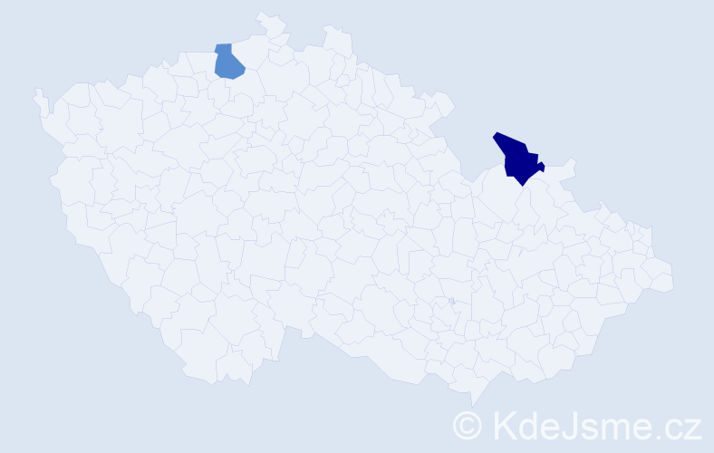 Jméno: 'Kiriakula', počet výskytů 2 v celé ČR