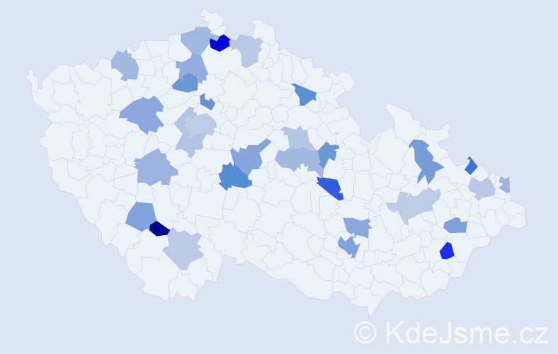 Jméno: 'Mattias', počet výskytů 41 v celé ČR