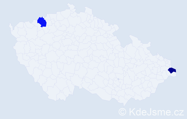 Jméno: 'Tiara', počet výskytů 2 v celé ČR