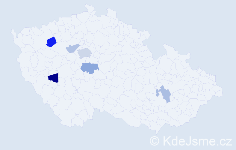 Jméno: 'Nam', počet výskytů 9 v celé ČR
