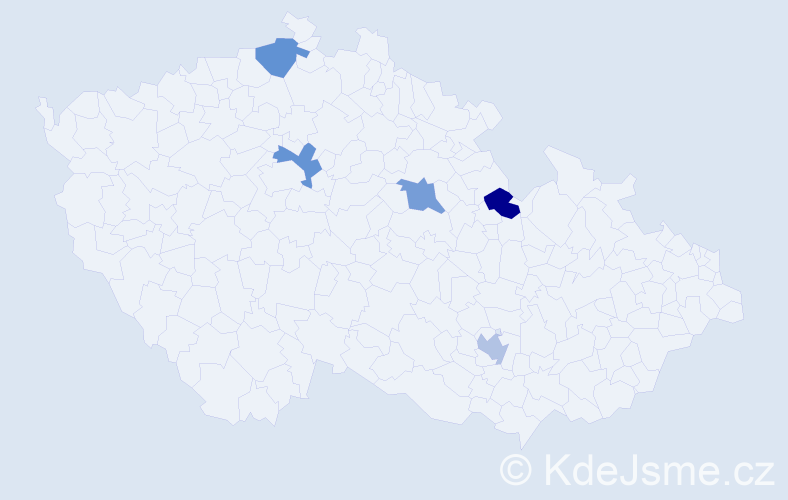 Jméno: 'Michael Max', počet výskytů 5 v celé ČR