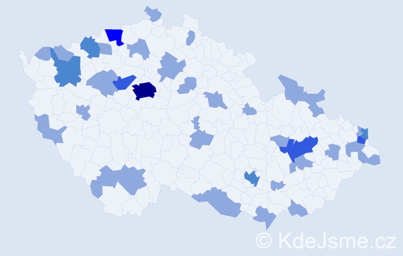 Jméno: 'Valentína', počet výskytů 54 v celé ČR