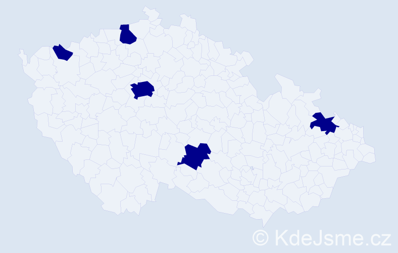 Jméno: 'Hoa', počet výskytů 5 v celé ČR