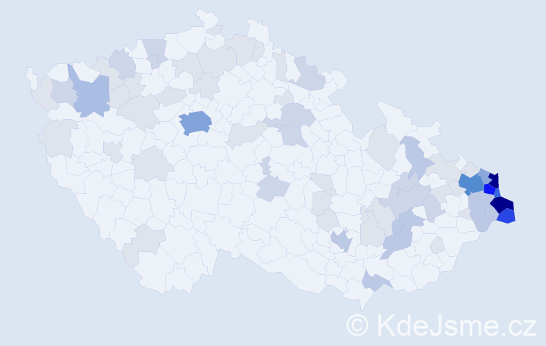 Jméno: 'Kazimír', počet výskytů 221 v celé ČR