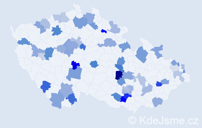 Jméno: 'Madlen', počet výskytů 76 v celé ČR