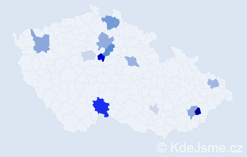 Jméno: 'Mileva', počet výskytů 18 v celé ČR