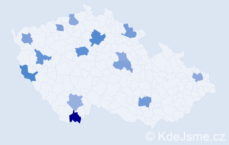 Jméno: 'Mauro', počet výskytů 33 v celé ČR