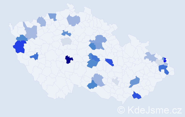 Jméno: 'Atila', počet výskytů 42 v celé ČR