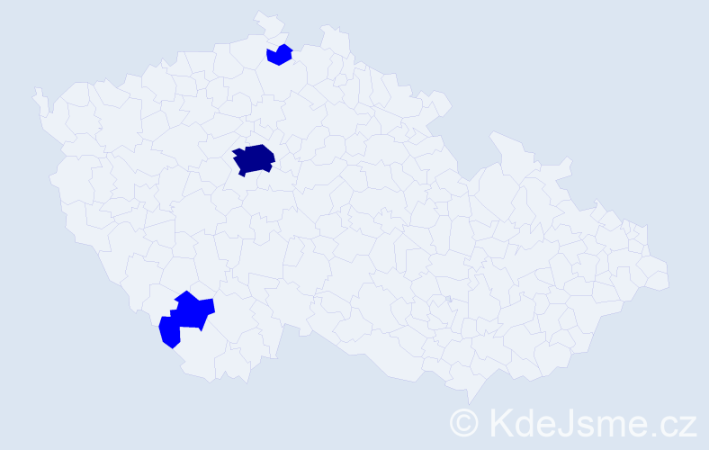 Jméno: 'Haštal', počet výskytů 4 v celé ČR
