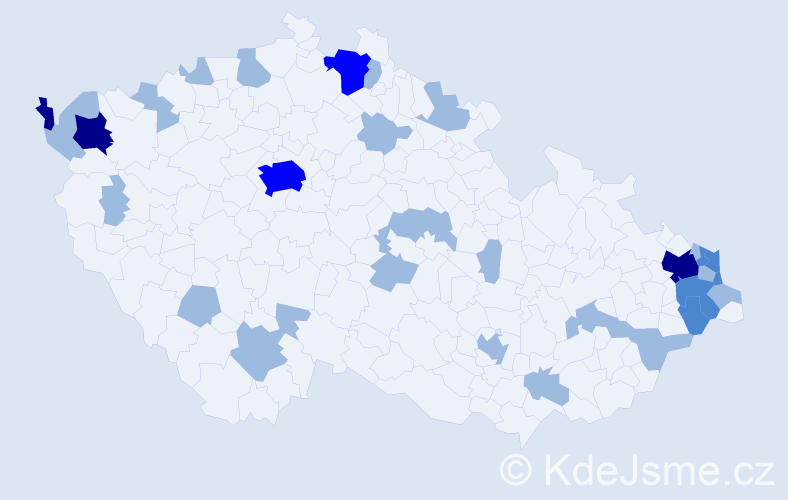 Jméno: 'Bryan', počet výskytů 51 v celé ČR