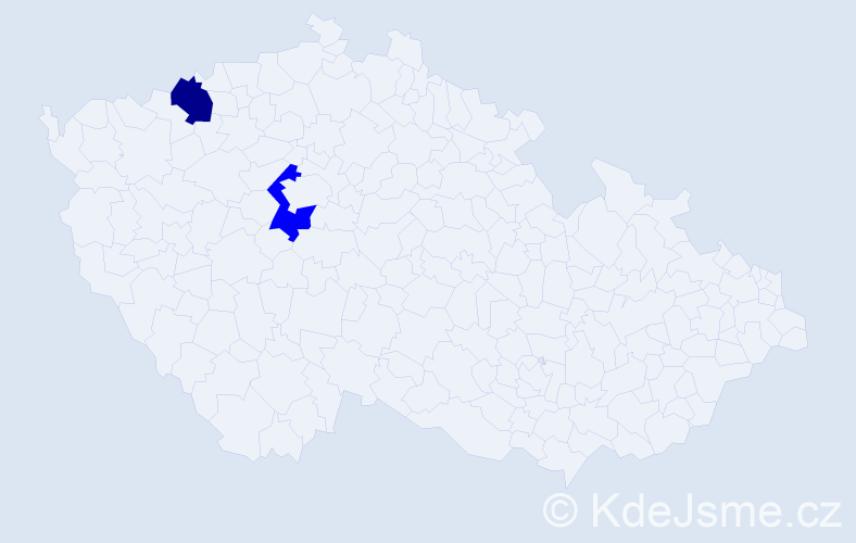 Jméno: 'Ural', počet výskytů 2 v celé ČR