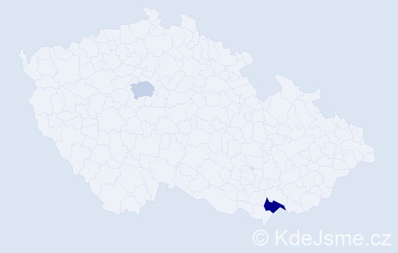 Jméno: 'Xiaodi', počet výskytů 2 v celé ČR