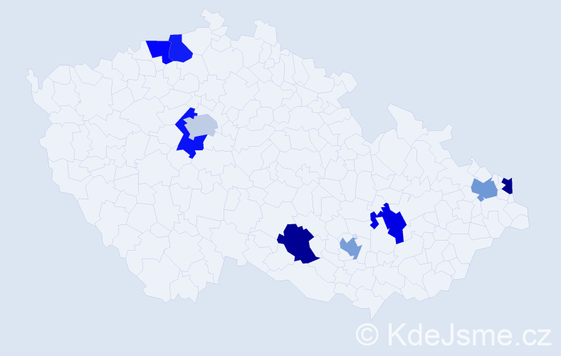 Jméno: 'Vinh', počet výskytů 9 v celé ČR