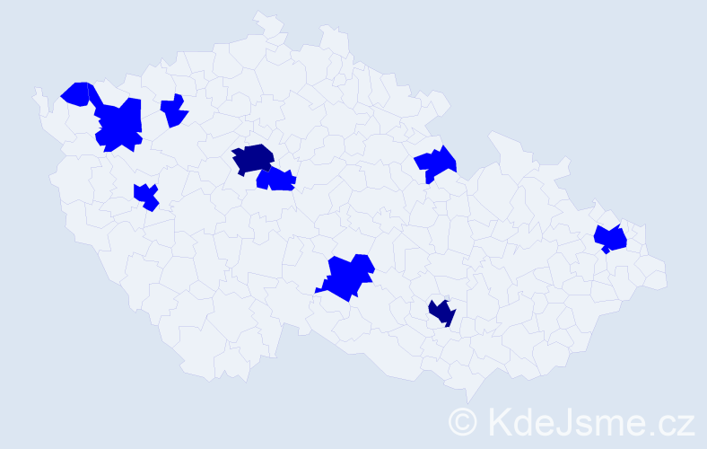Jméno: 'Daniel John', počet výskytů 12 v celé ČR