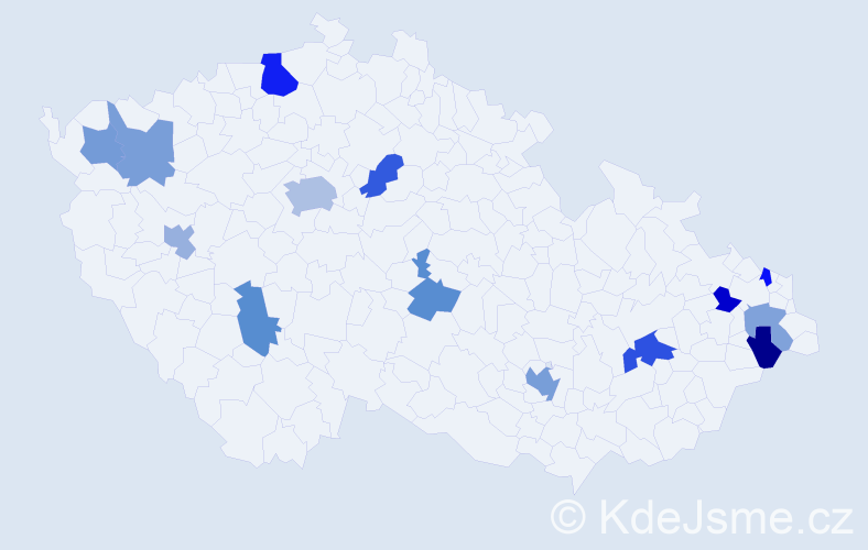 Jméno: 'Jean', počet výskytů 22 v celé ČR