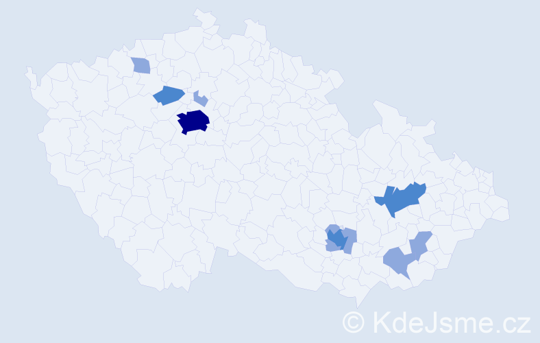 Jméno: 'Jelenka', počet výskytů 17 v celé ČR