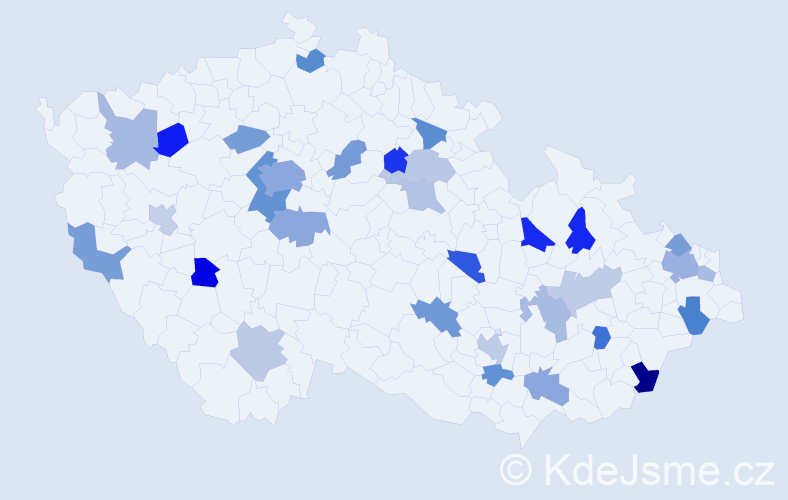 Jméno: 'Melichar', počet výskytů 49 v celé ČR