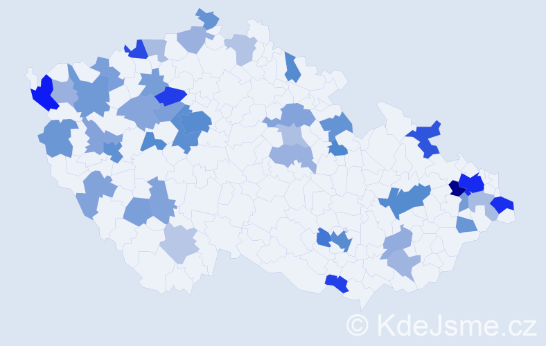 Jméno: 'Georgi', počet výskytů 100 v celé ČR