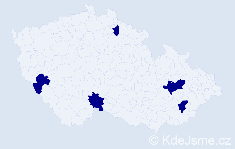 Jméno: 'Tu', počet výskytů 5 v celé ČR
