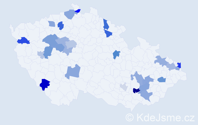 Jméno: 'Jeremy', počet výskytů 35 v celé ČR