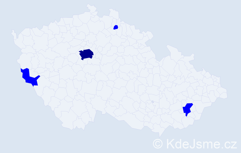 Jméno: 'Thi Linh', počet výskytů 5 v celé ČR