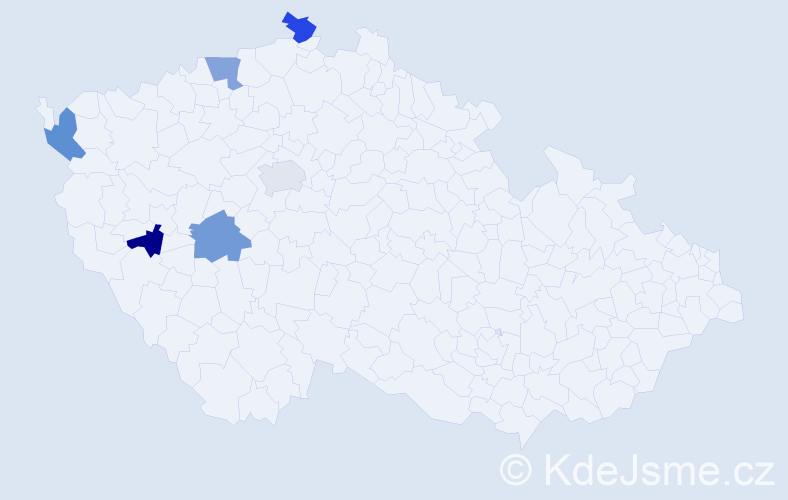 Jméno: 'Thi Mung', počet výskytů 6 v celé ČR