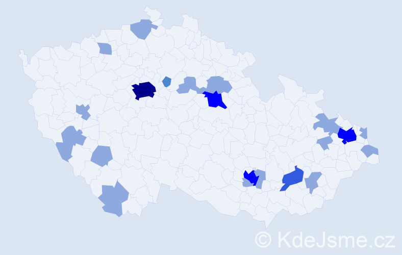 Jméno: 'Santiago', počet výskytů 36 v celé ČR