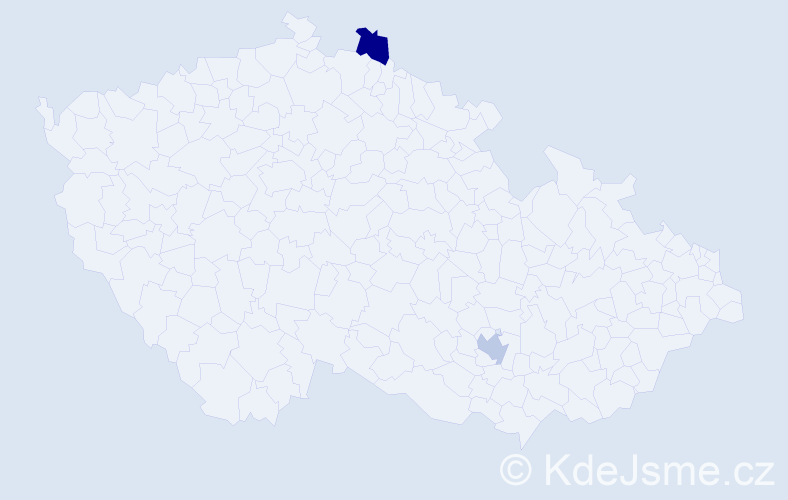 Jméno: 'Kesía', počet výskytů 2 v celé ČR
