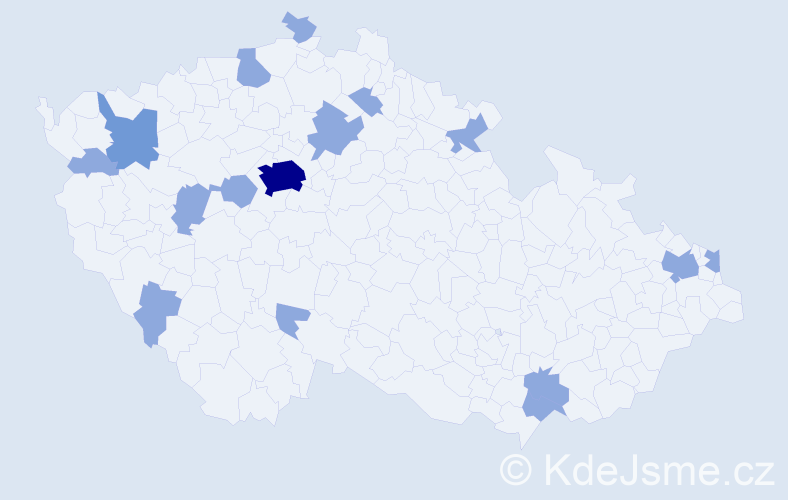 Jméno: 'Kašpar', počet výskytů 22 v celé ČR