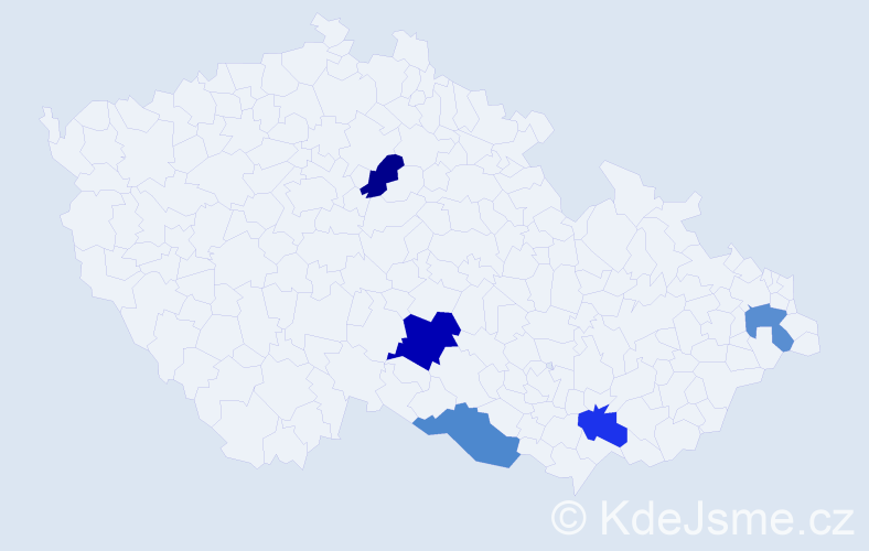 Jméno: 'Amálie Ema', počet výskytů 6 v celé ČR