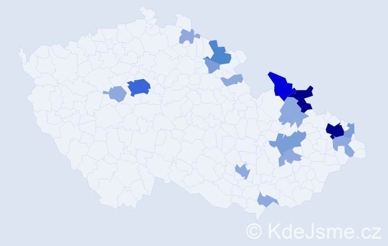 Jméno: 'Vasiliki', počet výskytů 45 v celé ČR