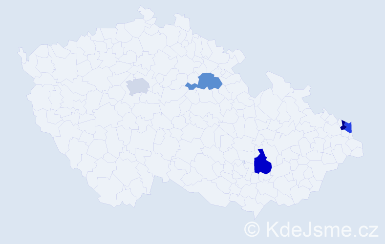 Jméno: 'Bedrich', počet výskytů 5 v celé ČR