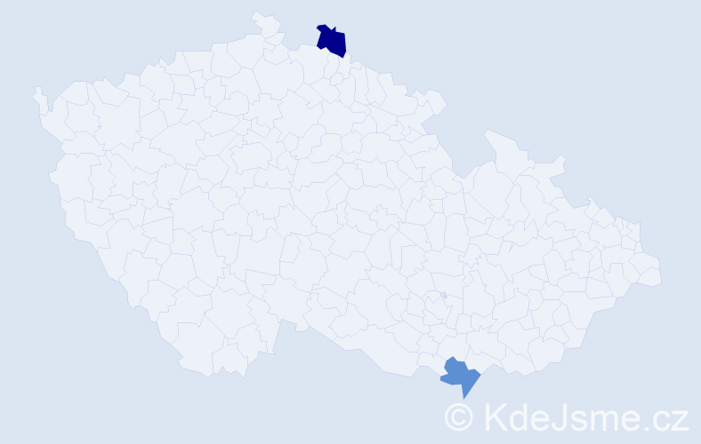 Jméno: 'Leia', počet výskytů 2 v celé ČR
