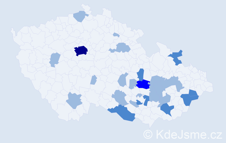 Jméno: 'Vincencie', počet výskytů 39 v celé ČR