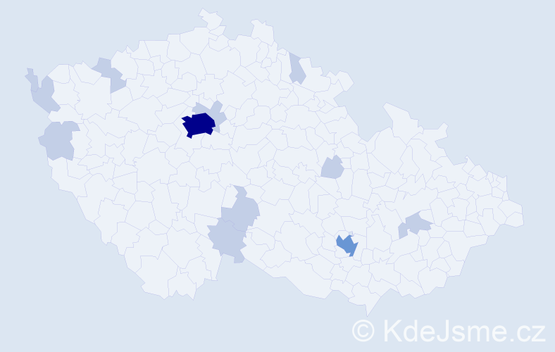 Jméno: 'May', počet výskytů 25 v celé ČR