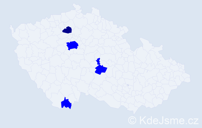 Jméno: 'Baatar', počet výskytů 5 v celé ČR