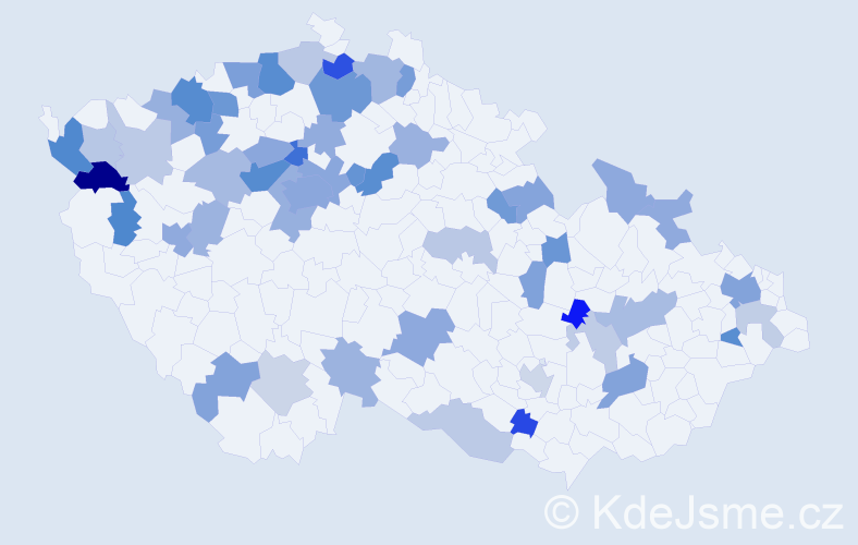 Jméno: 'Valerij', počet výskytů 105 v celé ČR